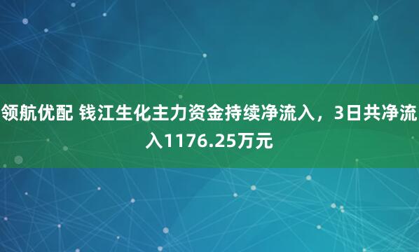 领航优配 钱江生化主力资金持续净流入，3日共净流入1176.25万元