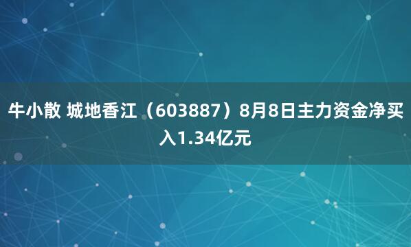 牛小散 城地香江(603887)8月8日主力资金净买入1.34亿元