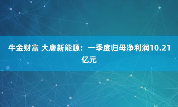 牛金财富 大唐新能源：一季度归母净利润10.21亿元